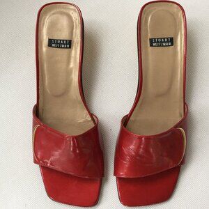Stuart Weitzman Slide on shoes with Gold Heel   Red  Size 7.5B